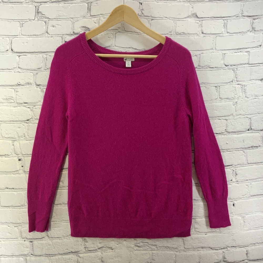 Halogen 100% Cashmere Sweater Womens Sz Med MP Petite Dark Pink Pullover Preppy